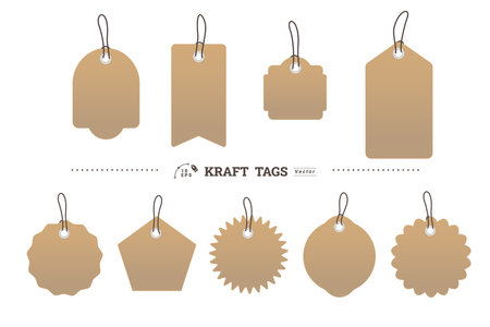 Kraft tags collectinのイラスト素材