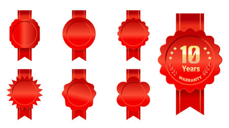 Warranty badge with ribbon set.のイラスト素材