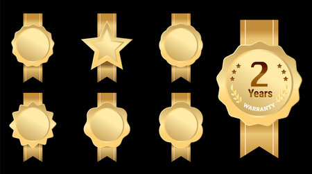 Warranty badge with ribbon set.のイラスト素材