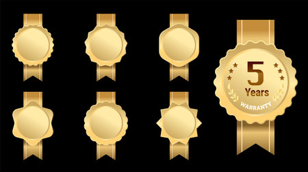 Warranty badge with ribbon set.のイラスト素材