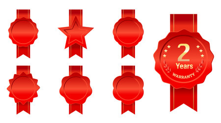 Warranty badge with ribbon set.のイラスト素材