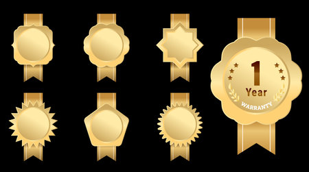Warranty badge with ribbon set.のイラスト素材