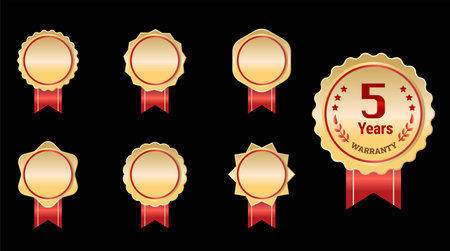 Warranty badge with ribbon set.のイラスト素材