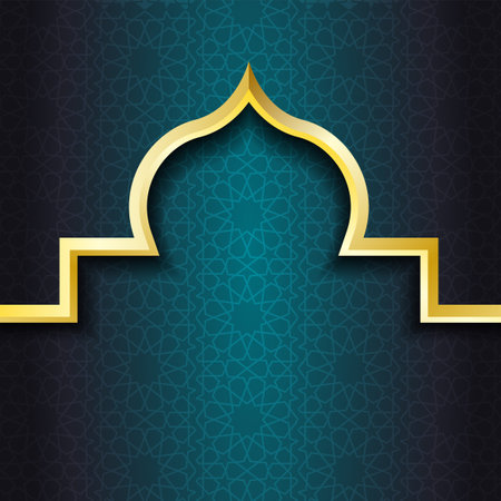 Ramadan Kareem background with golden arabic pattern. Vector illustrationのイラスト素材
