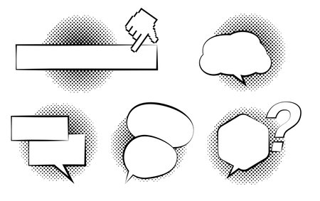 Set of comic speech bubbles with halftone effect. Vector illustration.のイラスト素材