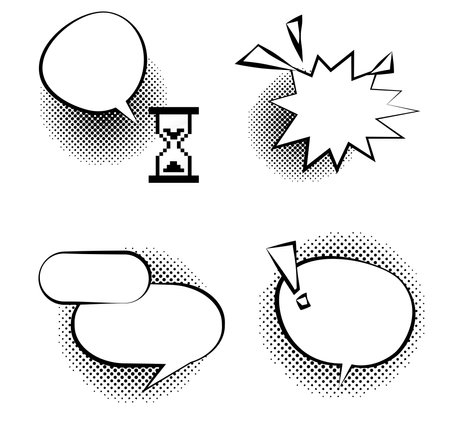 Set of comic speech bubbles with halftone effect. Vector illustration.のイラスト素材