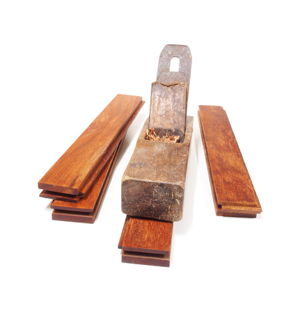 Carpenter's wooden plane with wooden materialの写真素材