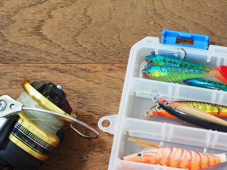 fishing tackle box and lures for bass fish
