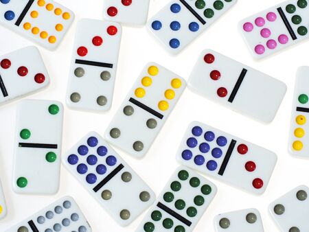 dominoes isolated on white backgroundの写真素材