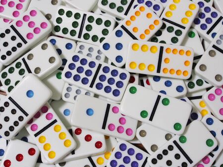 dominoes on wooden backgroundの写真素材