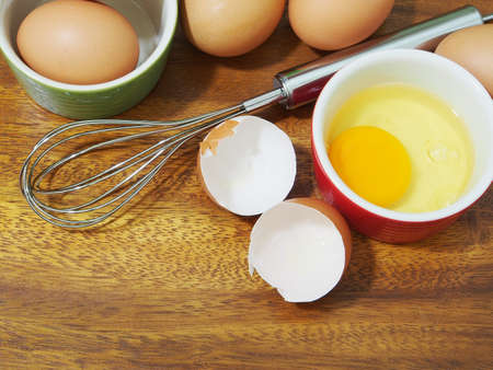organic fresh eggs on wooden background