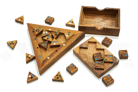 Wooden block puzzle game isolated on white background