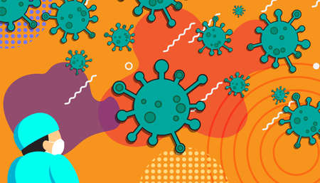 Coronavirus. Coronavirus disease COVID-19. Vector virus. Viruses backgroundのイラスト素材
