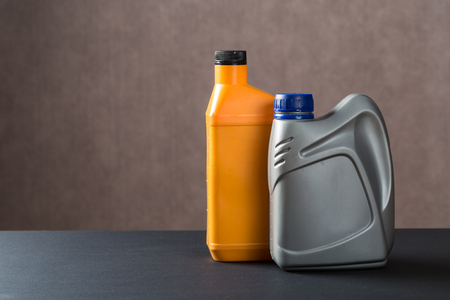New car parts on a gray background closeup. Shop for autoの写真素材