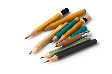 different Short Pencils on Isolated White Backgroundの写真素材