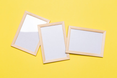 three blank frame on a yellow background. conceptの写真素材