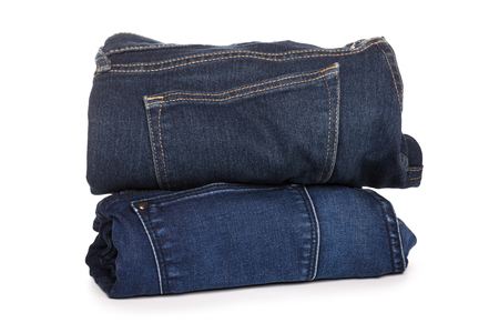 roll jeans isolated on white backgroundの写真素材