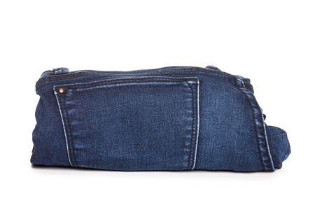 roll jeans isolated on white backgroundの写真素材