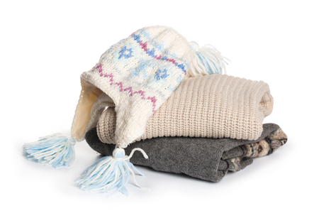 Folded sweater pattern on white background isolationの写真素材