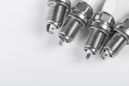 Spark plugs gasoline internal combustion engine on white backgroundの写真素材
