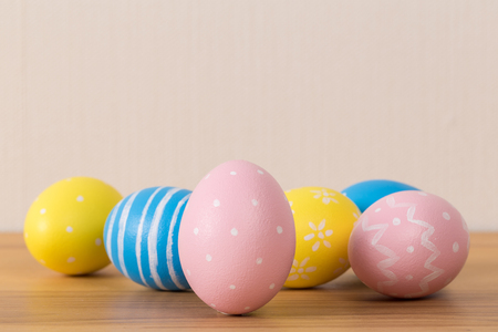 Colorful easter eggs. Background with easter eggs. Easter holiday concept.の写真素材