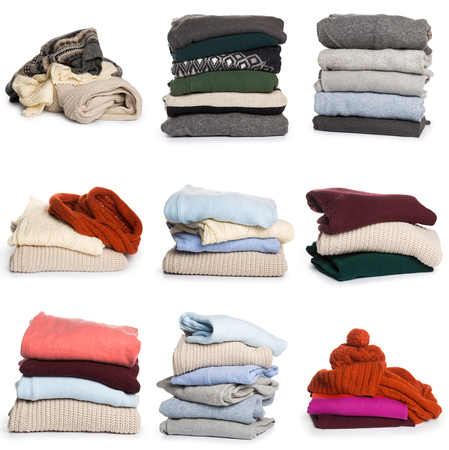 Folded sweater pattern on white background isolationの写真素材
