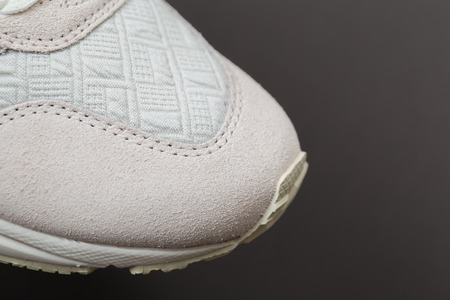 Sport shoes with white laces. Sneakers are shoes designed primarily for sportsの写真素材