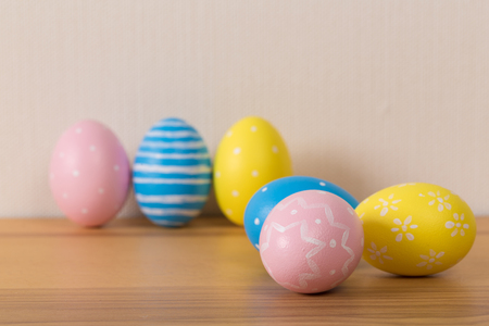 Colorful easter eggs. Background with easter eggs. Easter holiday concept.の写真素材