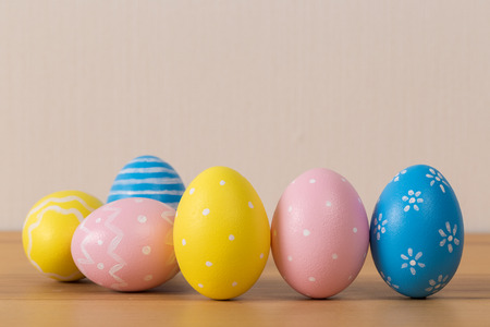 Colorful easter eggs. Background with easter eggs. Easter holiday concept.の写真素材