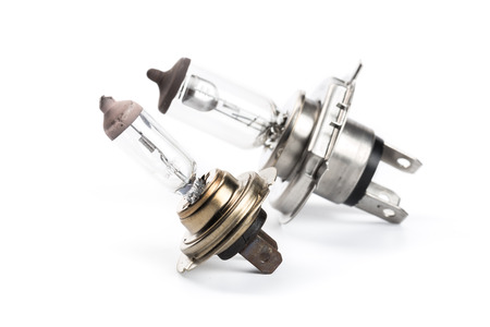 Bright image of three automotive bulbs isolated on whiteの写真素材