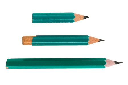 Set of greeen Short Pencils on Isolated White Backgroundの写真素材