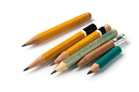 different Short Pencils on Isolated White Backgroundの写真素材