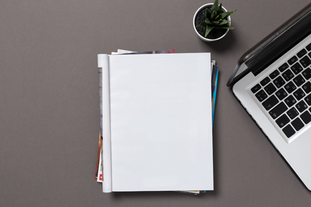 office desk with clipping path, changeable background. Blank page or notepad on wood background. Blank page or notepad for mockups or simulations.の写真素材