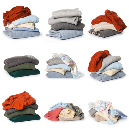 Folded sweater pattern on white background isolationの写真素材