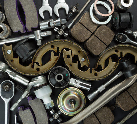 Various Car parts on dark backgroundの写真素材