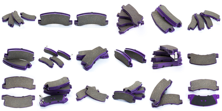 Set of brake pad, Maintenance spares for car isolated on whiteの写真素材