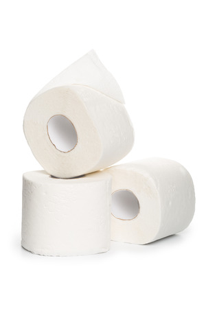 rolls of toilet paper isolated on whiteの写真素材