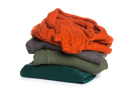 Folded sweater pattern on white background isolationの写真素材