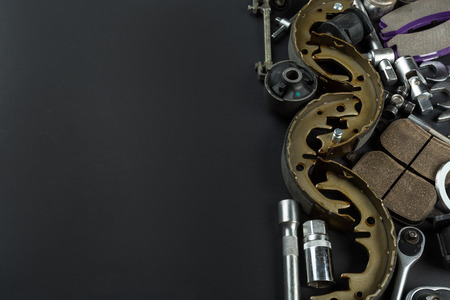 Various Car parts on dark backgroundの写真素材