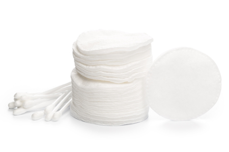Cotton swabs and sticks isolated on whiteの写真素材