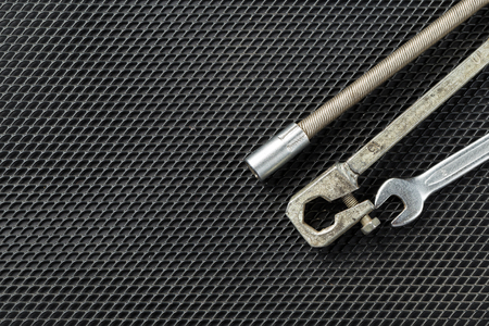 Various Car parts on black backgroundの写真素材