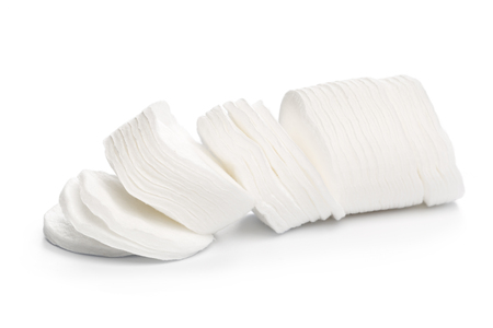 Cotton swabs isolated on a white background. Cotton disksの写真素材