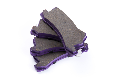 Set of brake pad, Maintenance spares for car isolated on whiteの写真素材