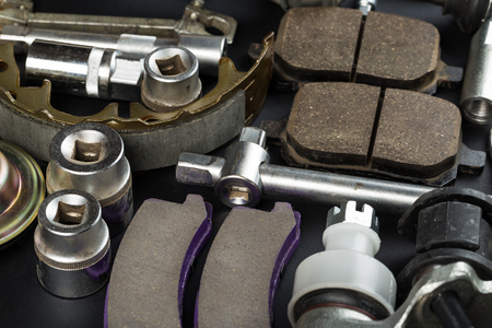 Various Car parts on dark backgroundの写真素材