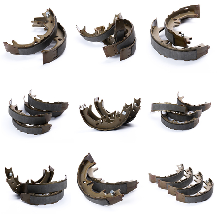 Set of brake pad, Maintenance spares for car isolated on whiteの写真素材