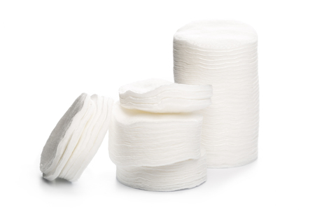 Cotton swabs isolated on a white background. Cotton disksの写真素材
