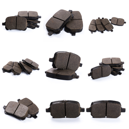 Set of brake pad, Maintenance spares for car isolated on whiteの写真素材