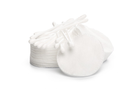 Cotton swabs and sticks isolated on whiteの写真素材