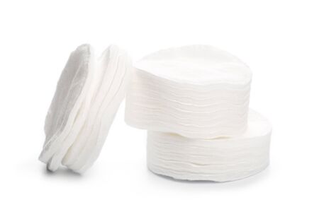 Cotton swabs isolated on a white background. Cotton disksの写真素材