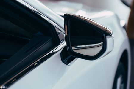 side rear-view mirror on a modern carの写真素材
